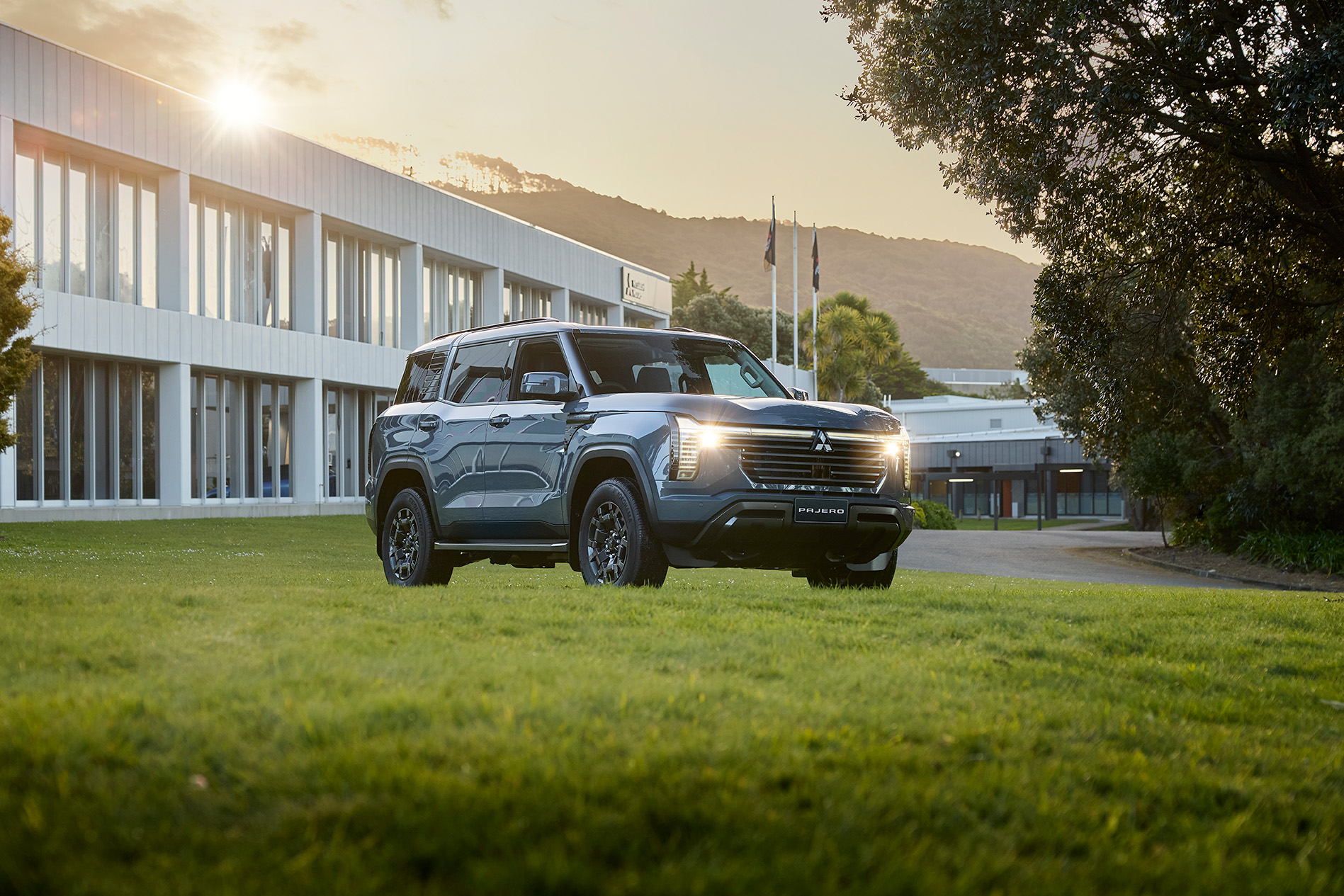 All-new Mitsubishi Pajero VRX in Graphite Grey at golden hour