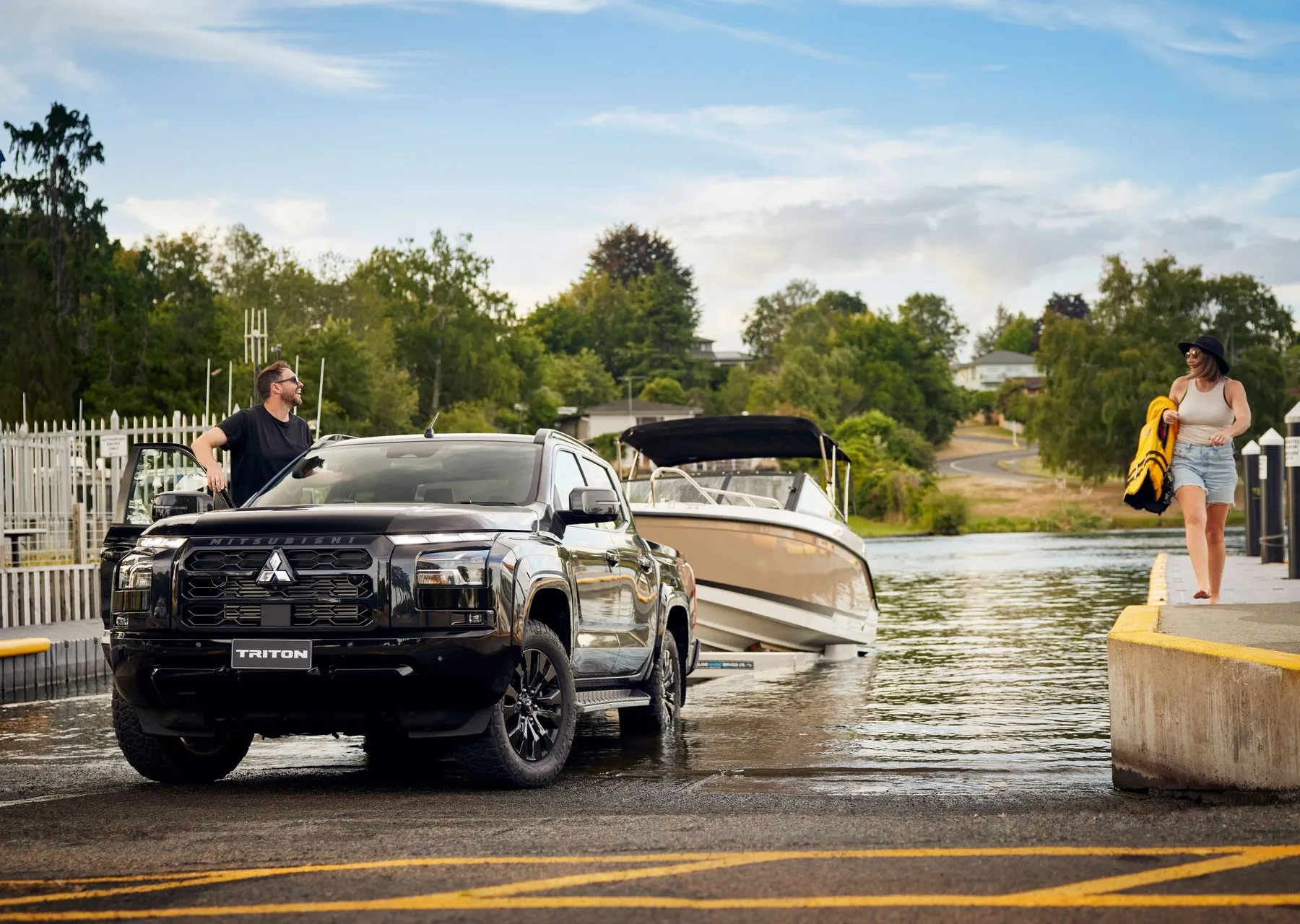 Mitsubishi Triton launching a boat