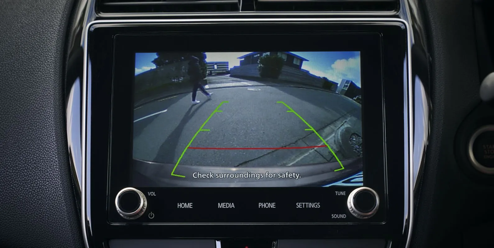 Reversing camera shown on the 8-inch touchscreen