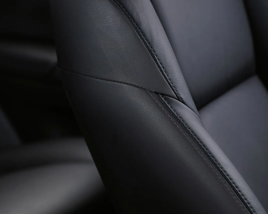 Close-up of the leather-appointed seat trim